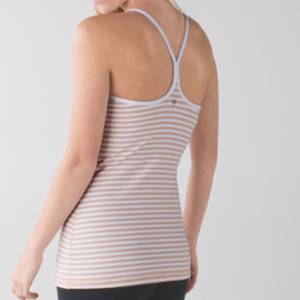 EC Lululemon Power Y Tank Narrow Bold Stripe White Naked / White - Size 8